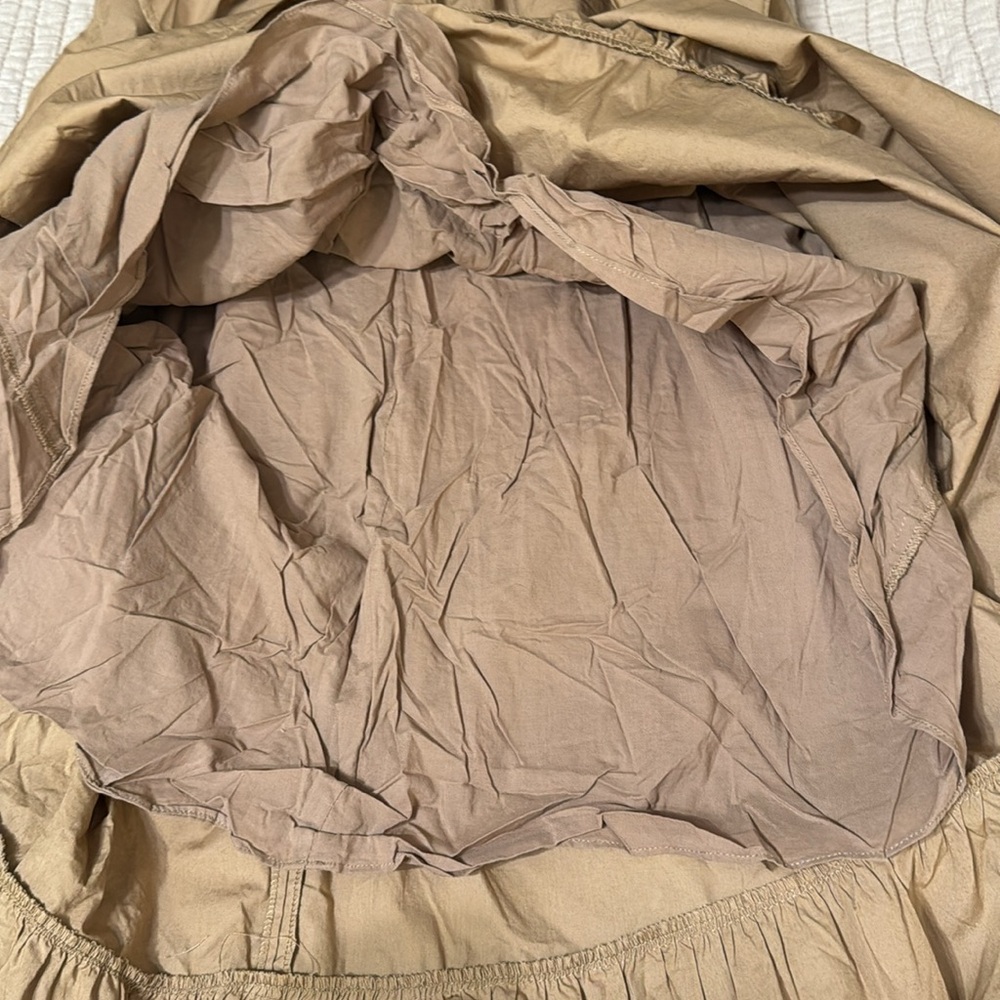 J. Crew Tan Faux Wrap Crisp 100% Cotton Midi Dress - Picture 7 of 12